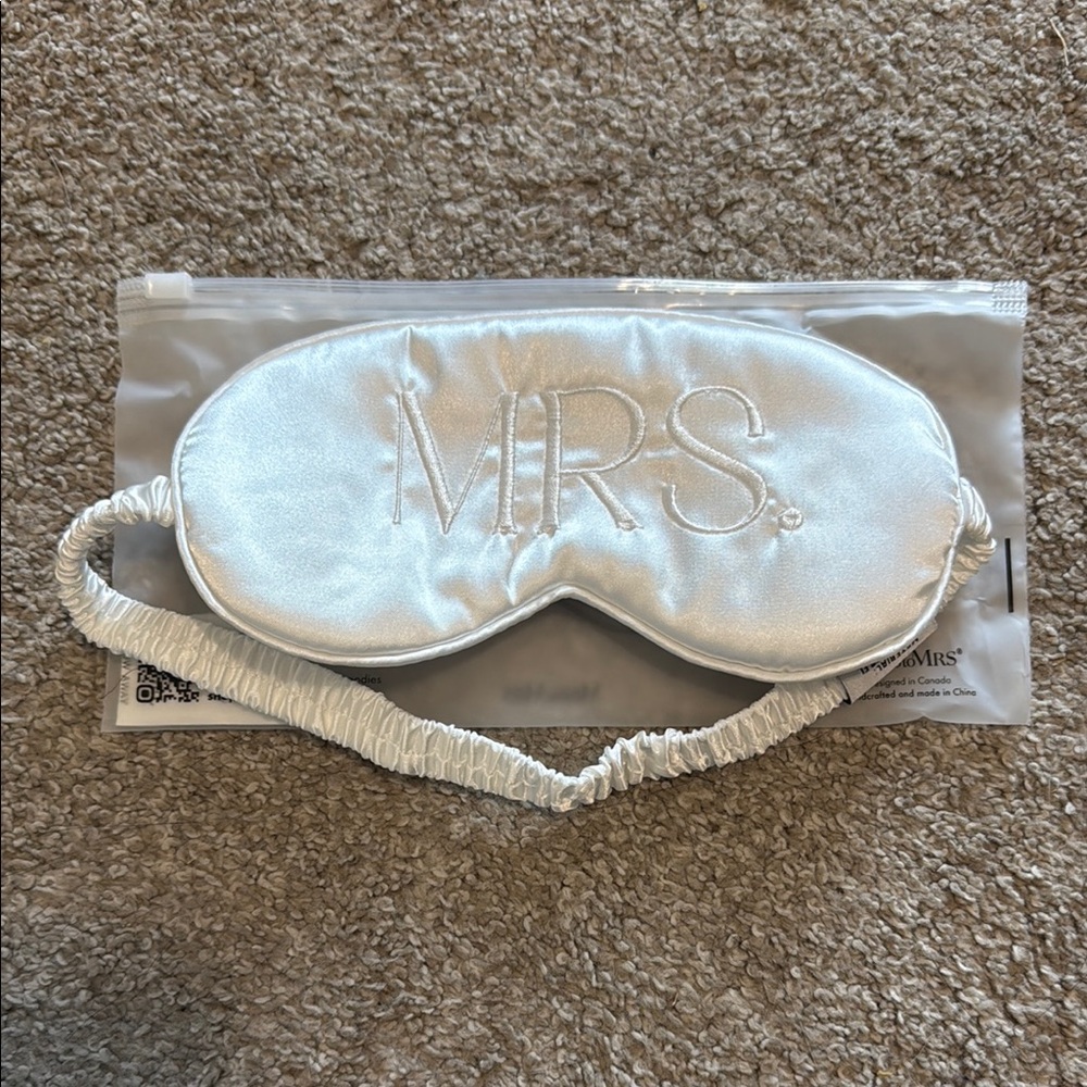 White Satin Face Mask with Embroidered Design